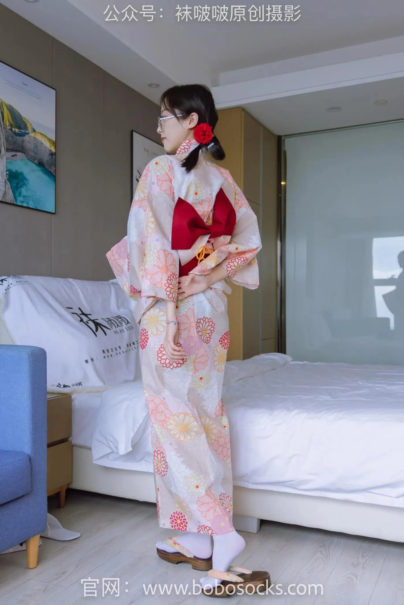 [BoBoSocks袜啵啵]NO.137 稚予-木屐、分指白棉袜、裸足、和风浴衣 [170P]插图5